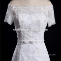 Off Shoulder Short Sleeve beaded bling wedding dress bridal gown mermaid